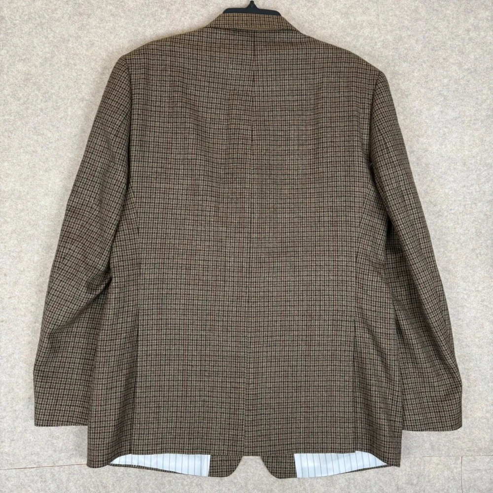 Alan Flusser Sport Coat 42L Lambswool Houndstooth Brown Blazer 2-Button Jacket